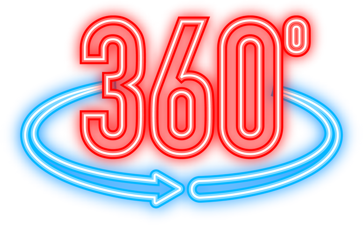 Neon The 360-degree Angle icon. Geometric mathematical symbo